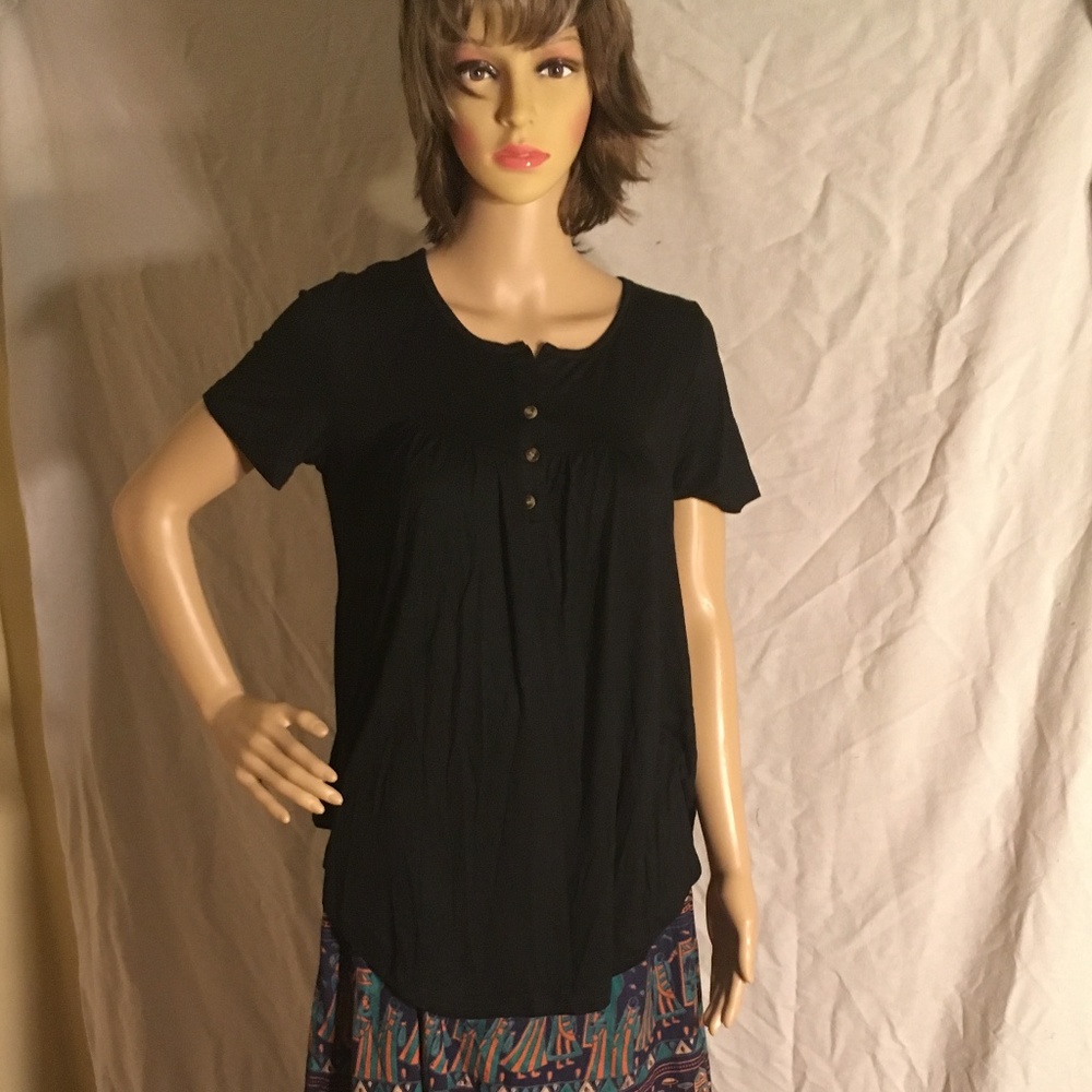 Black Leo Rosi short sleeved Jane Top size Small - Picture 3 of 3